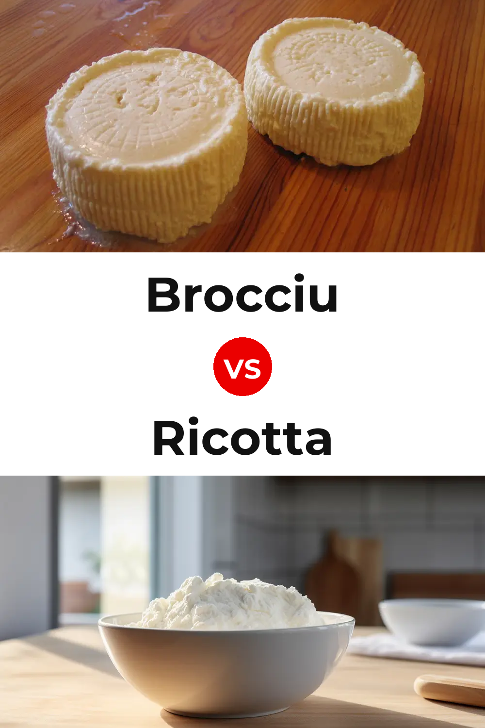 Brocciu Cheese vs Ricotta Cheese Pinterest comparison