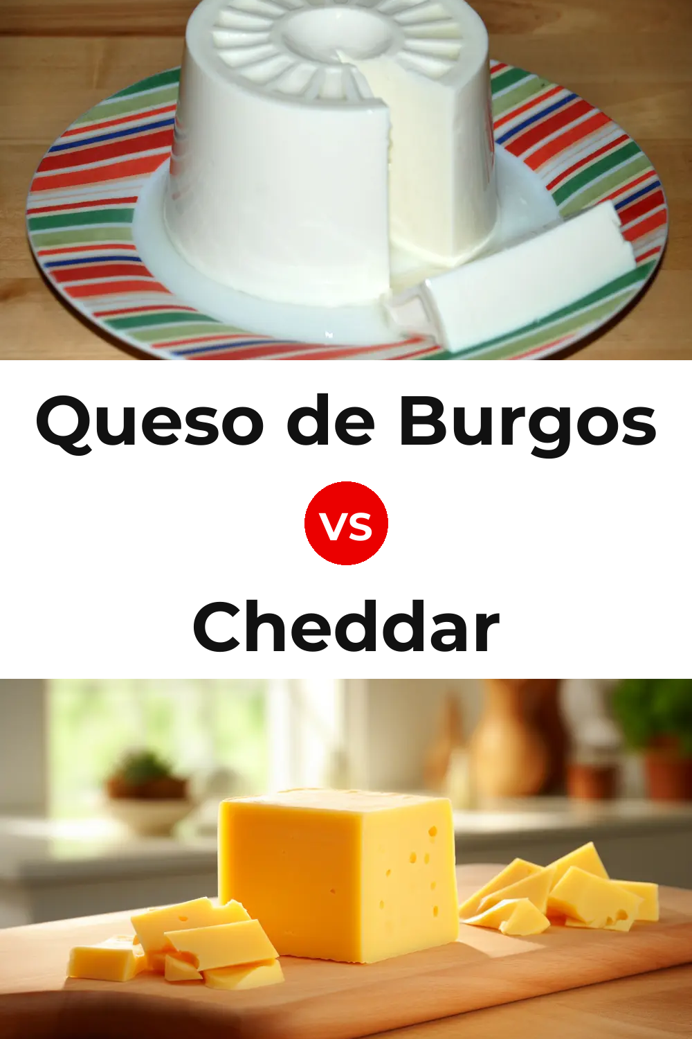 Queso de Burgos vs Cheddar Cheese Pinterest comparison