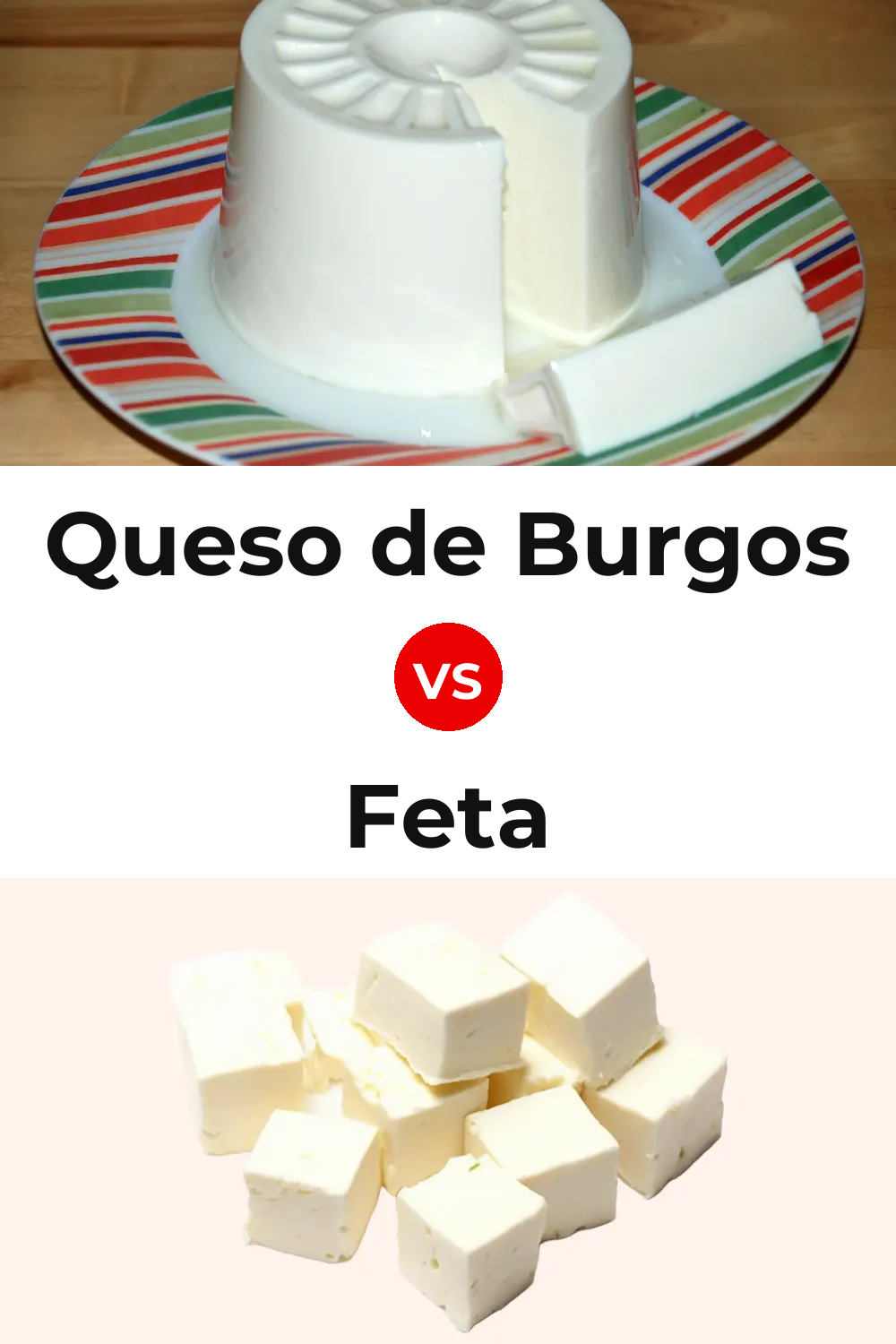 Queso de Burgos vs Feta Cheese Pinterest comparison