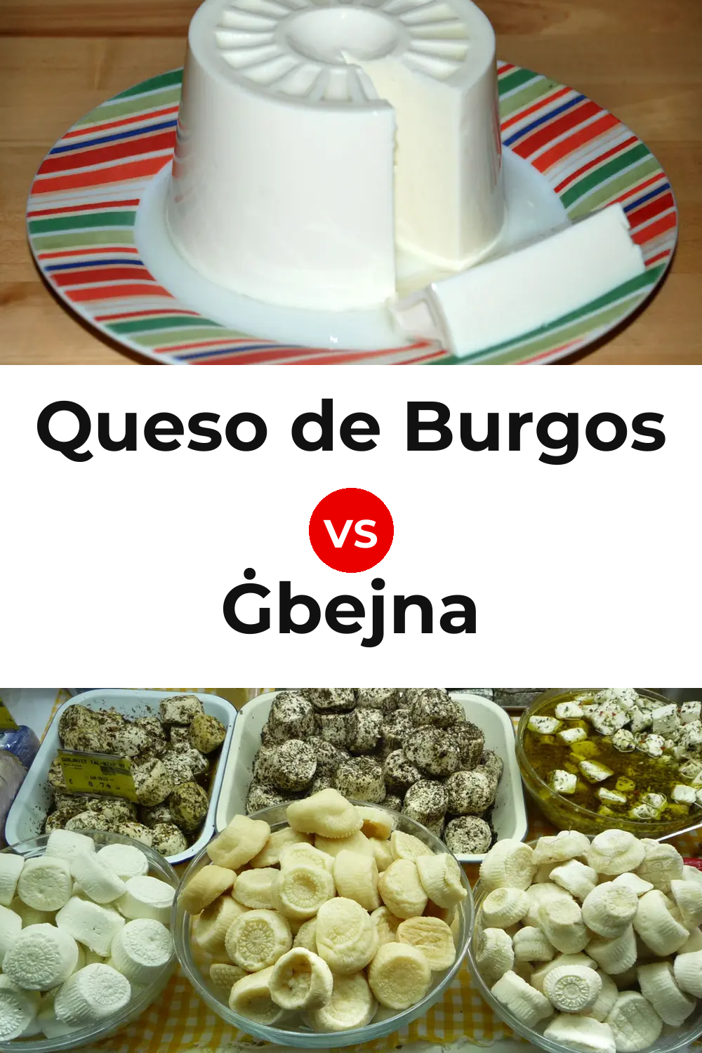 Queso de Burgos vs Ġbejna Cheese Pinterest comparison