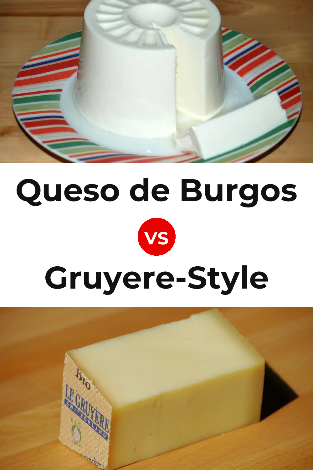 Queso de Burgos vs Gruyere-Style Cheese Pinterest comparison