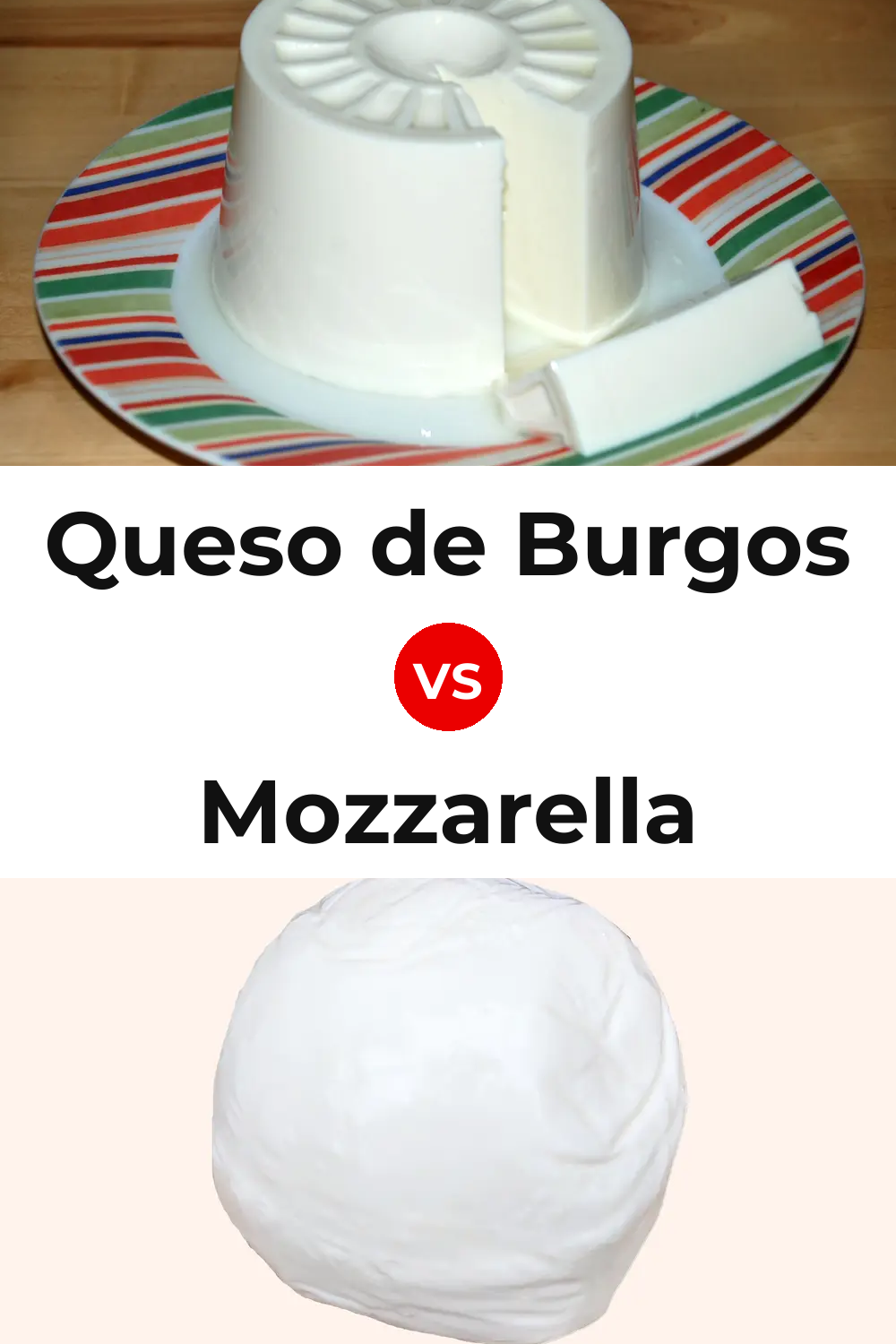 Queso de Burgos vs Mozzarella Cheese Pinterest comparison