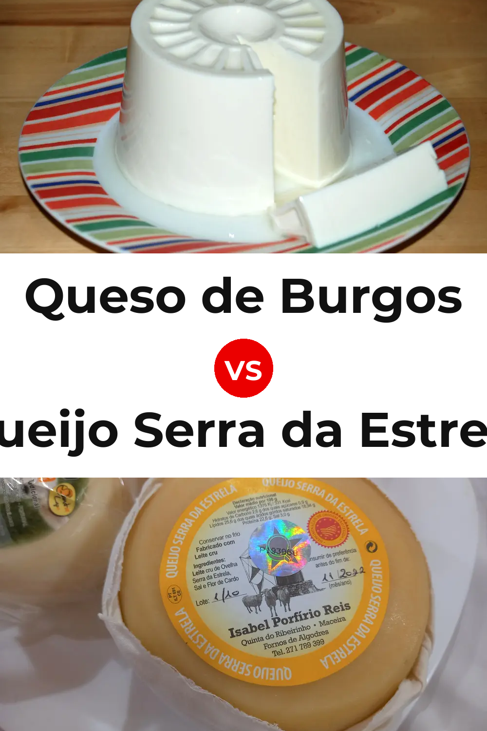 Queso de Burgos vs Queijo Serra da Estrela Pinterest comparison