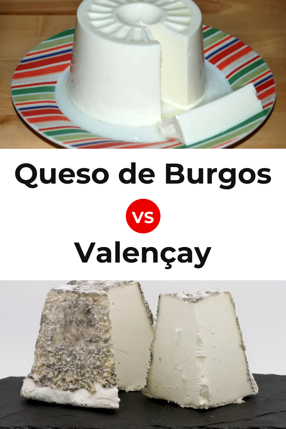 Queso de Burgos vs Valençay Cheese Pinterest comparison