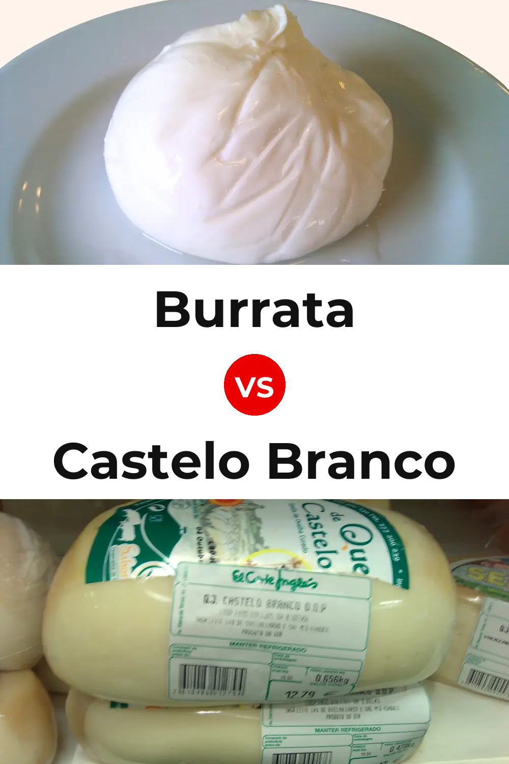 Burrata Cheese vs Castelo Branco Cheese Pinterest comparison