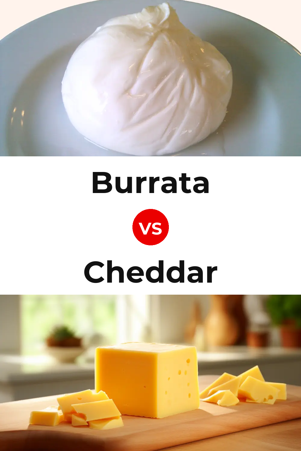 Burrata Cheese vs Cheddar Cheese Pinterest comparison