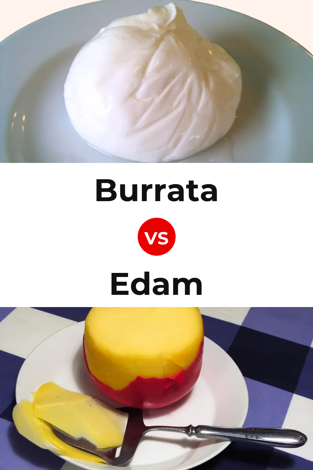Burrata Cheese vs Edam Cheese Pinterest comparison