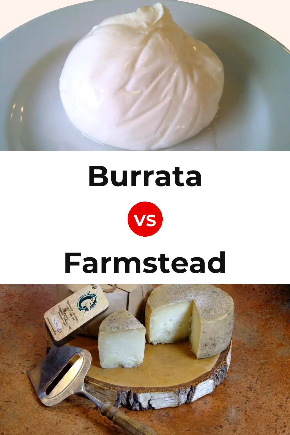 Burrata Cheese vs Farmstead Cheese Pinterest comparison