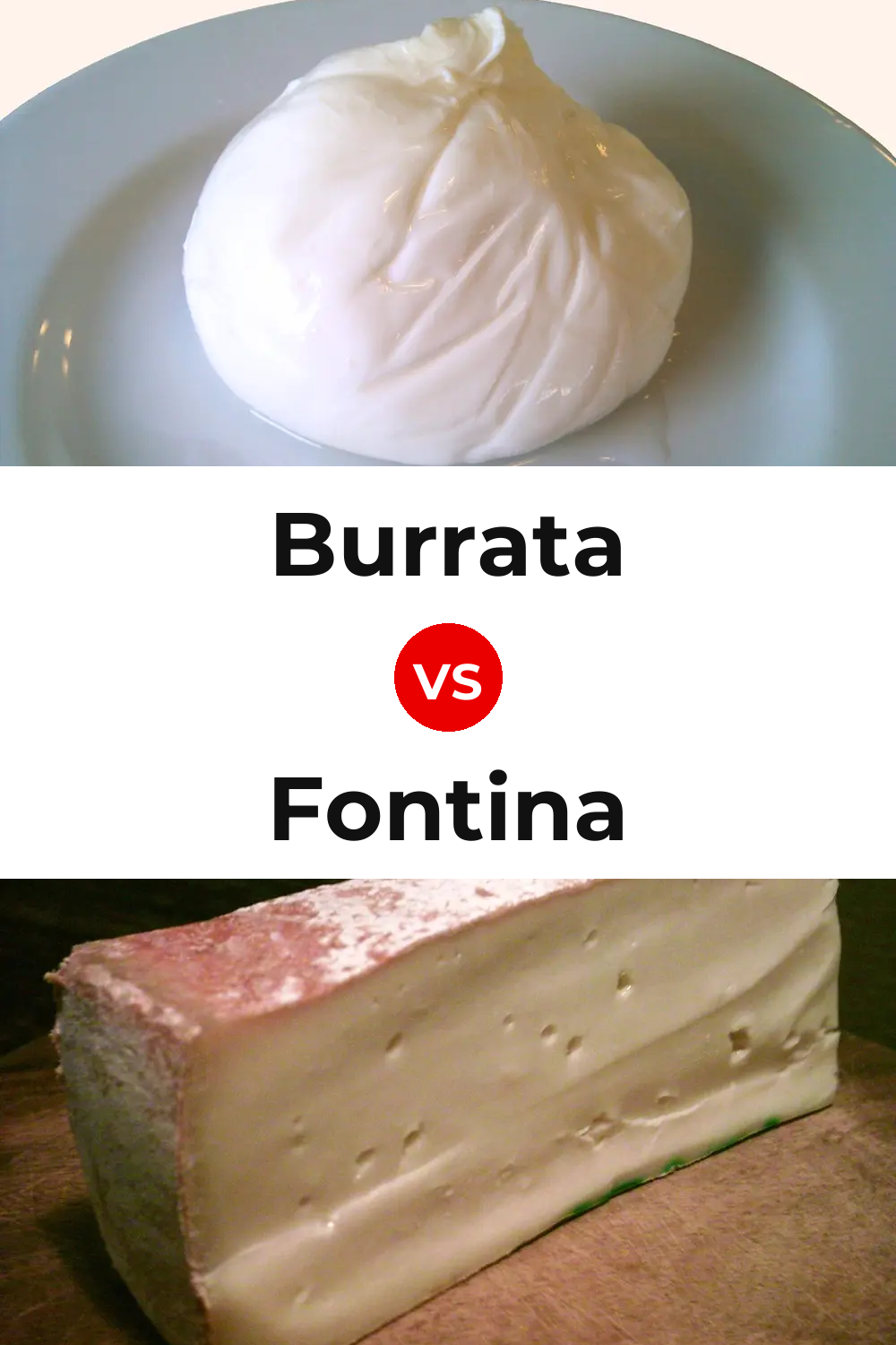 Burrata Cheese vs Fontina Cheese Pinterest comparison