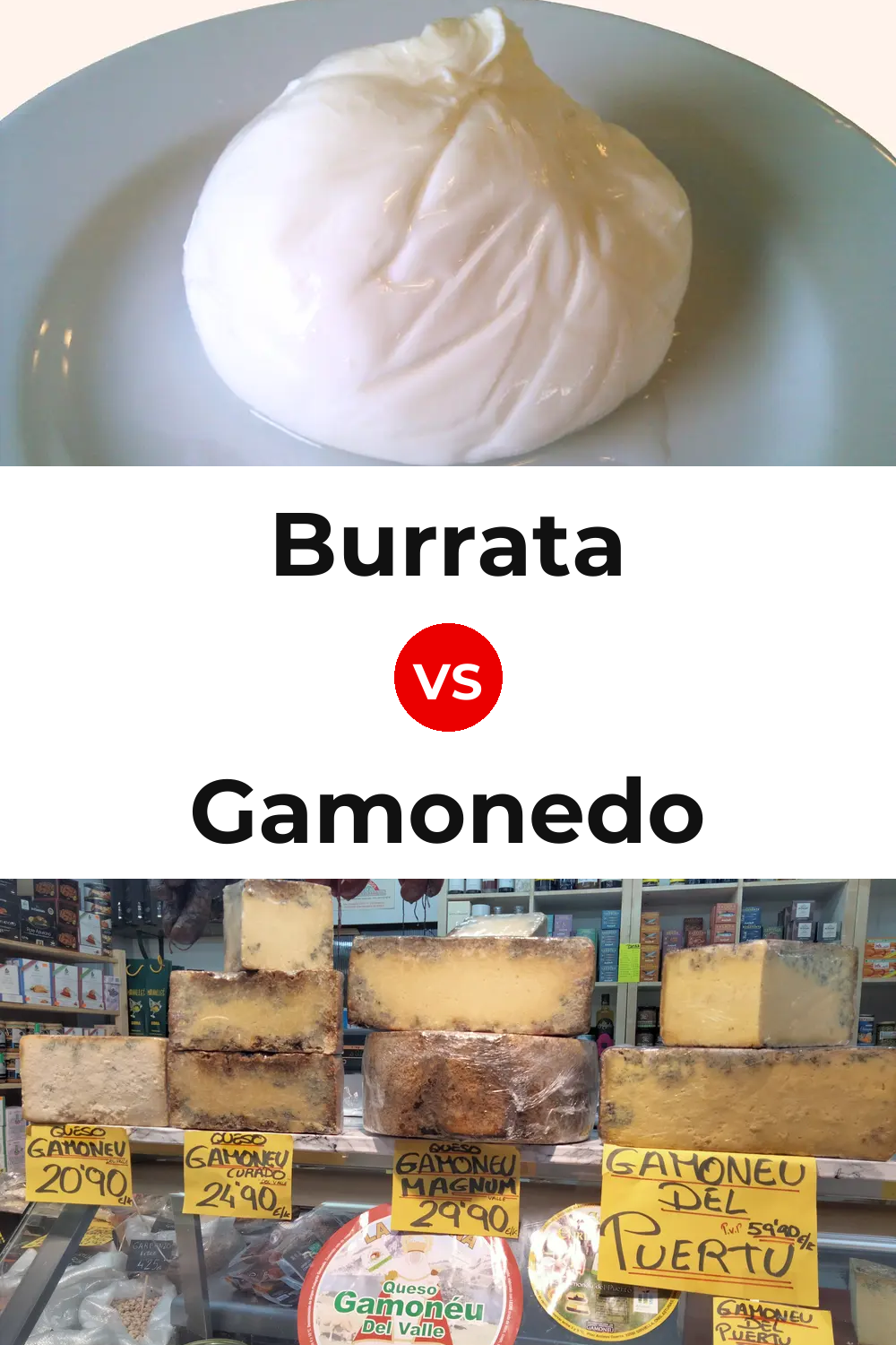 Burrata Cheese vs Gamonedo Cheese Pinterest comparison