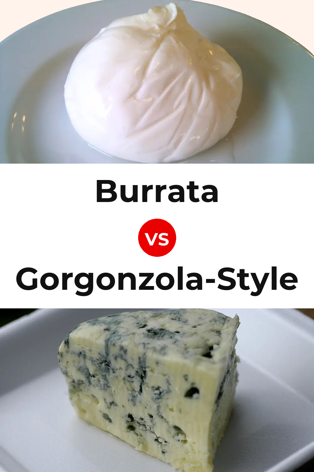 Burrata Cheese vs Gorgonzola-Style Cheese Pinterest comparison