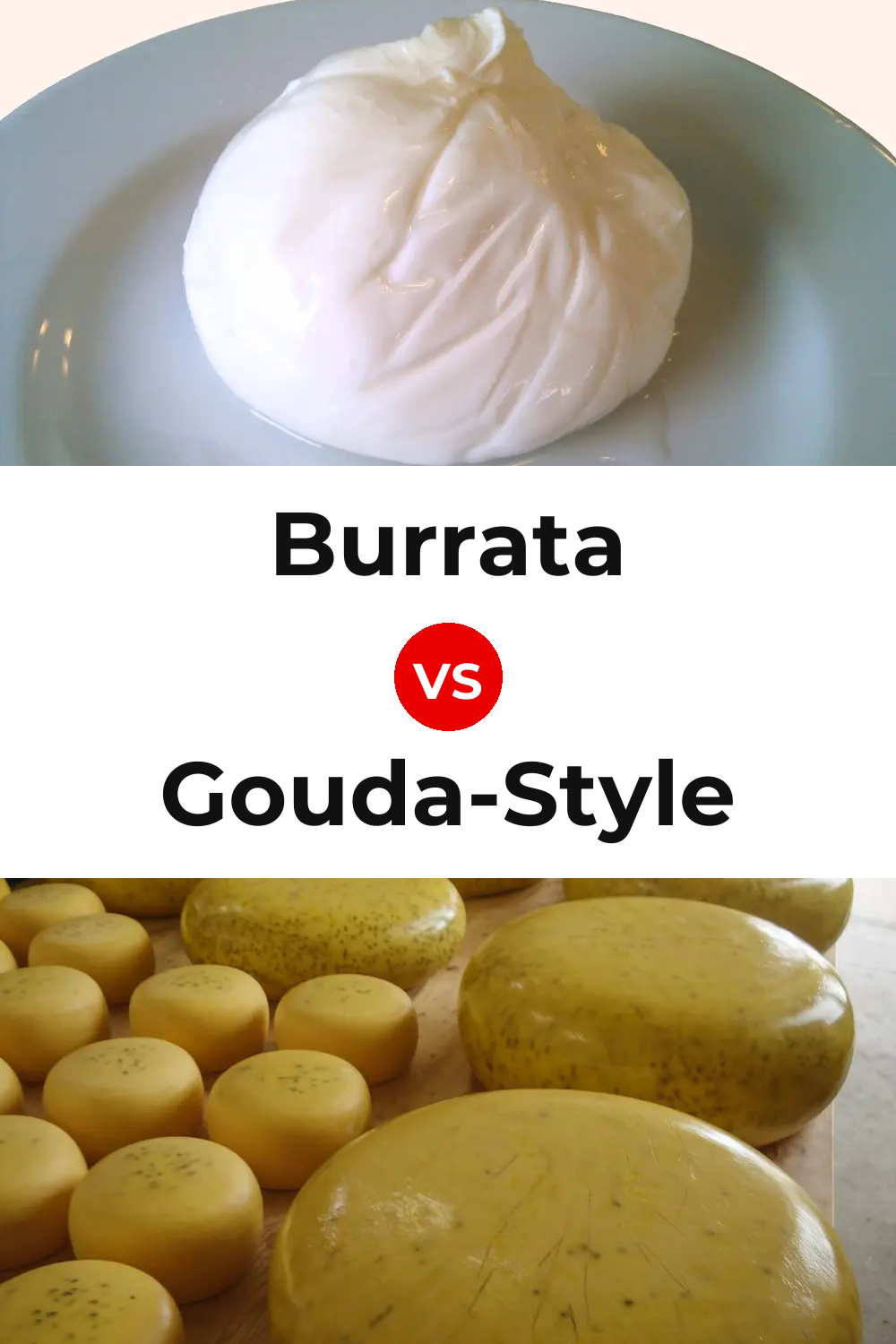 Burrata Cheese vs Gouda-Style Cheese Pinterest comparison