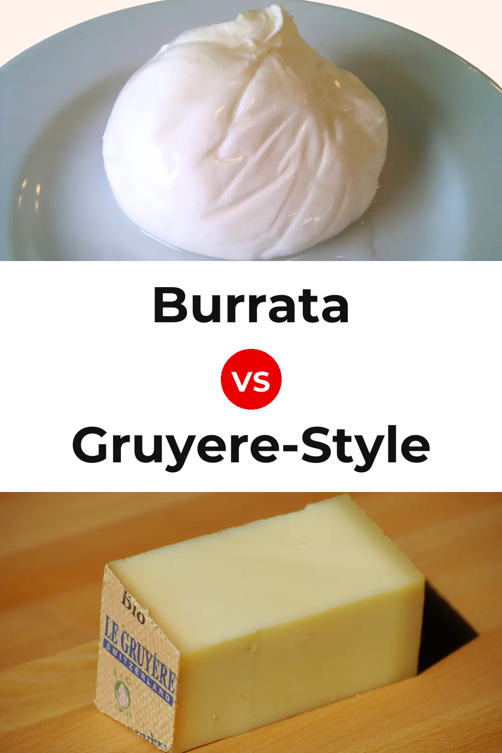 Burrata Cheese vs Gruyere-Style Cheese Pinterest comparison