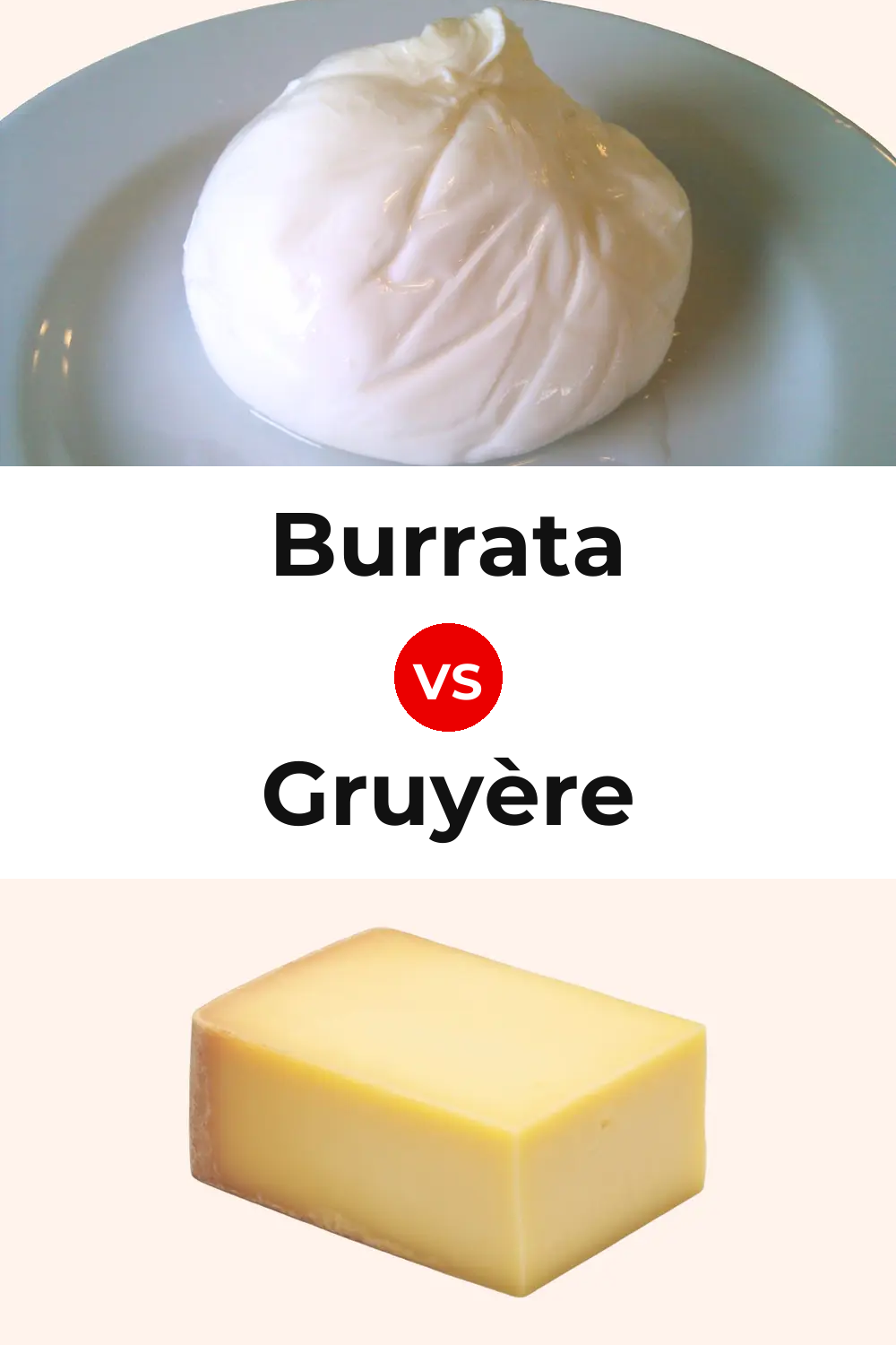 Burrata Cheese vs Gruyère Cheese Pinterest comparison