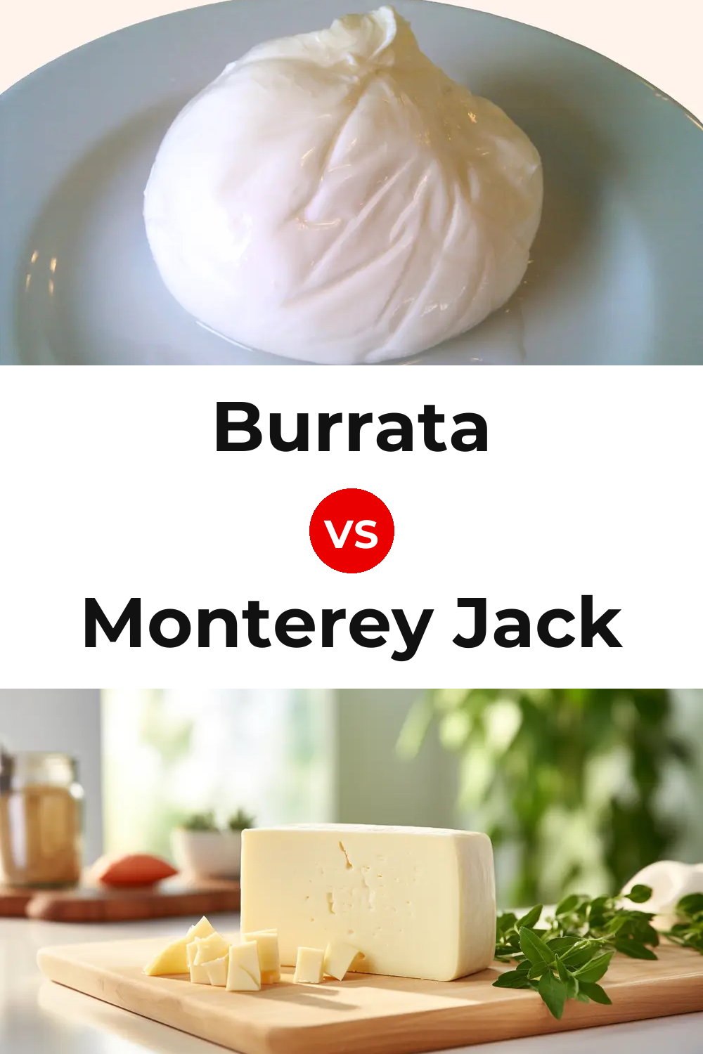 Burrata Cheese vs Monterey Jack Cheese Pinterest comparison