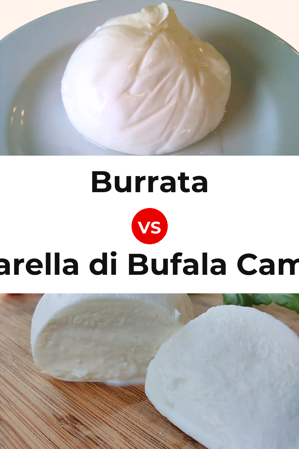 Burrata Cheese vs Mozzarella di Bufala Campana Cheese Pinterest comparison