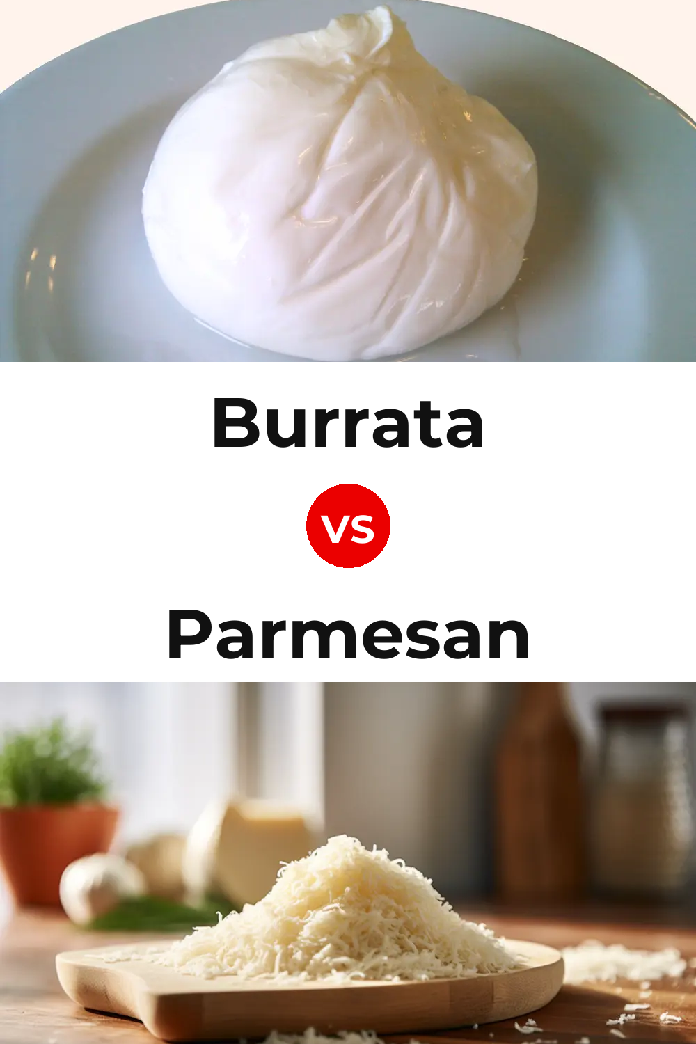 Burrata Cheese vs Parmesan Cheese Pinterest comparison