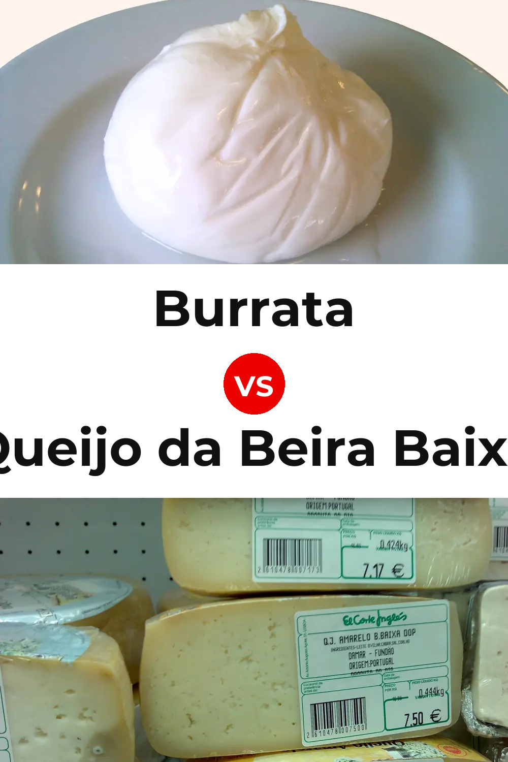 Burrata Cheese vs Queijo da Beira Baixa Pinterest comparison