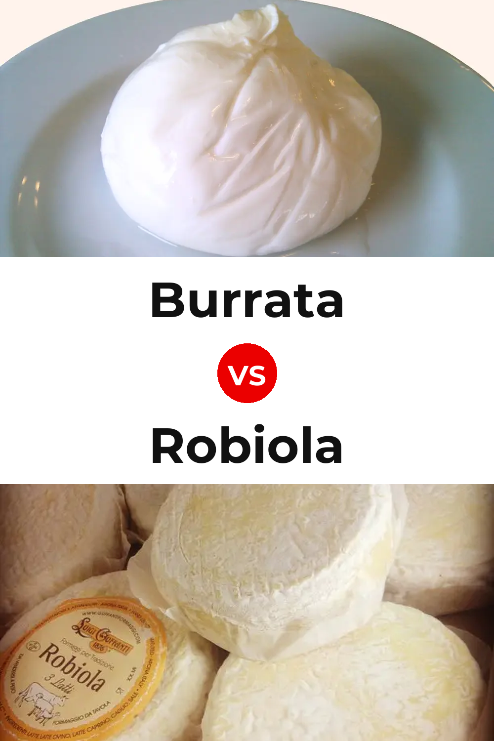 Burrata Cheese vs Robiola Cheese Pinterest comparison