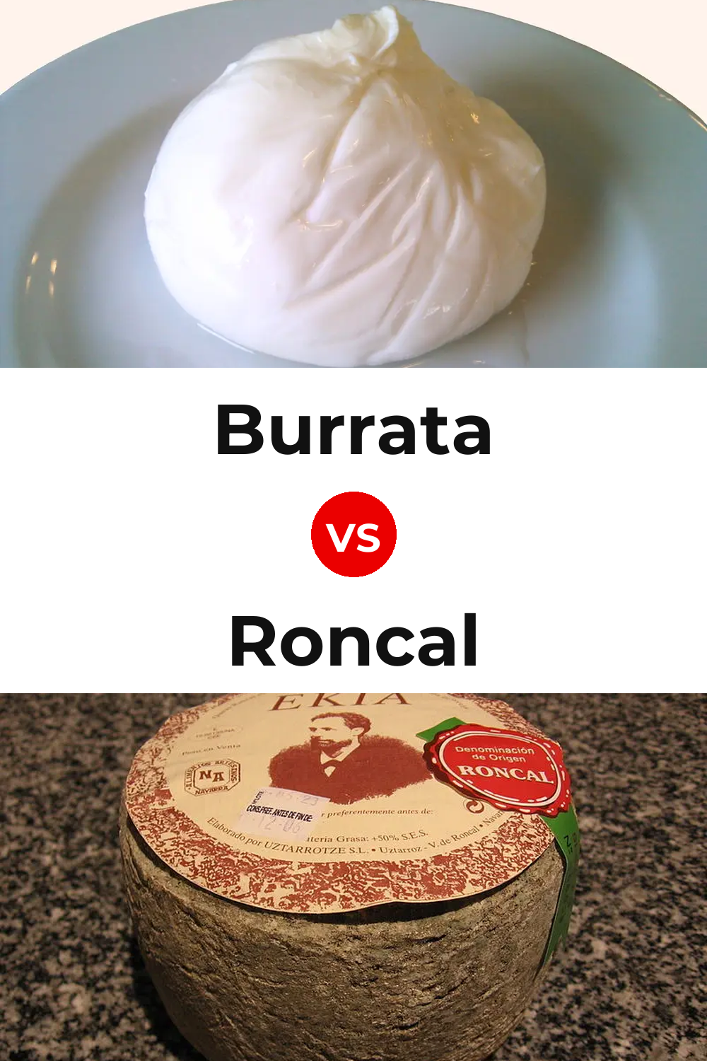 Burrata Cheese vs Roncal Cheese Pinterest comparison