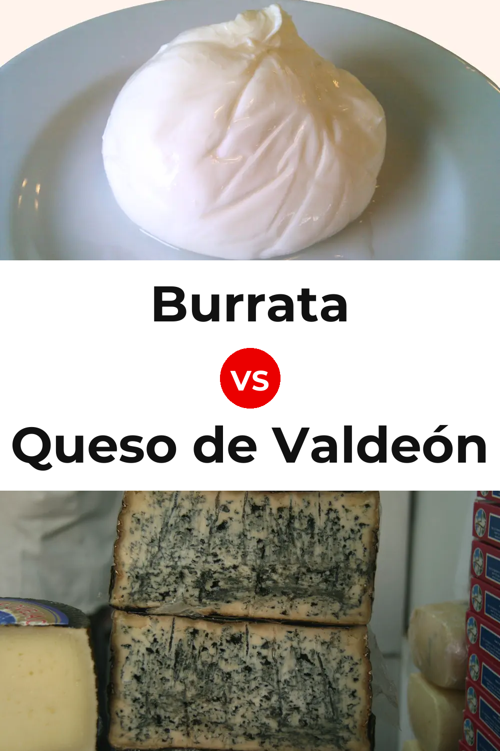 Burrata Cheese vs Queso de Valdeón Pinterest comparison