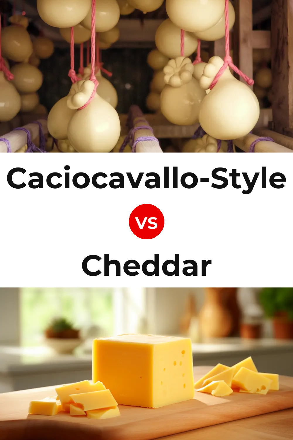 Caciocavallo-Style Cheese vs Cheddar Cheese Pinterest comparison
