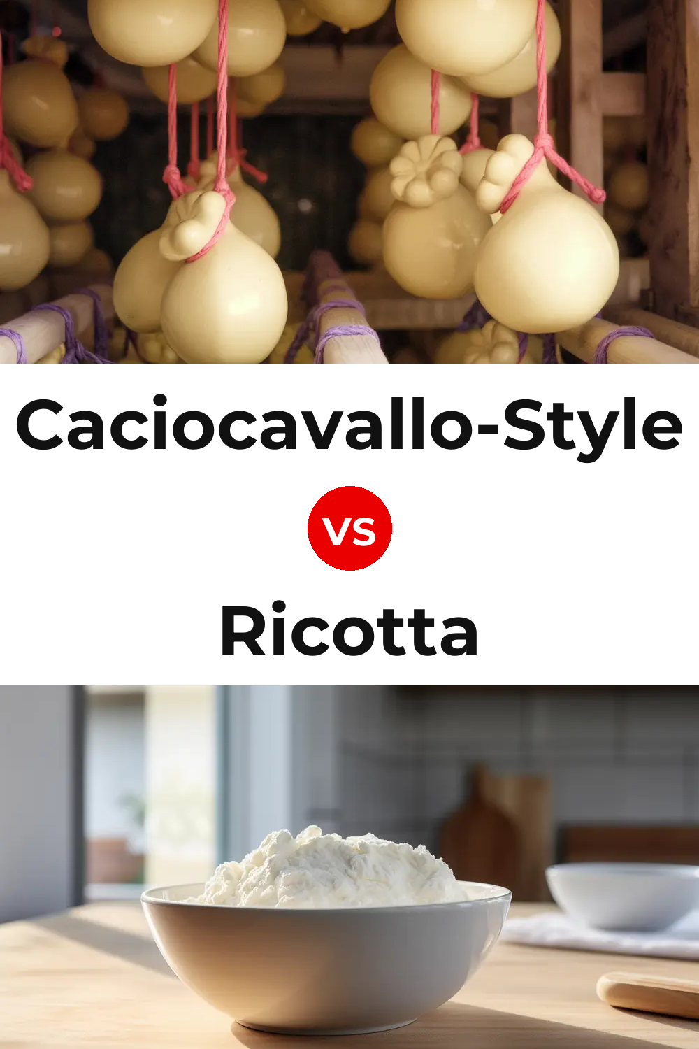 Caciocavallo-Style Cheese vs Ricotta Cheese Pinterest comparison