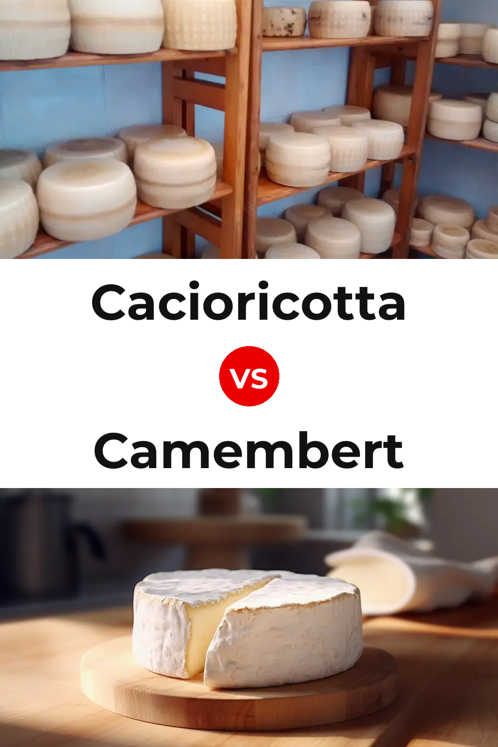 Cacioricotta Cheese vs Camembert Cheese Pinterest comparison