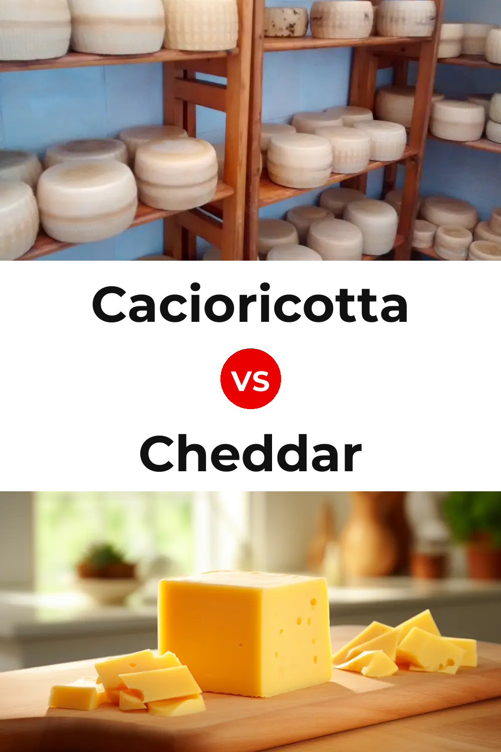 Cacioricotta Cheese vs Cheddar Cheese Pinterest comparison