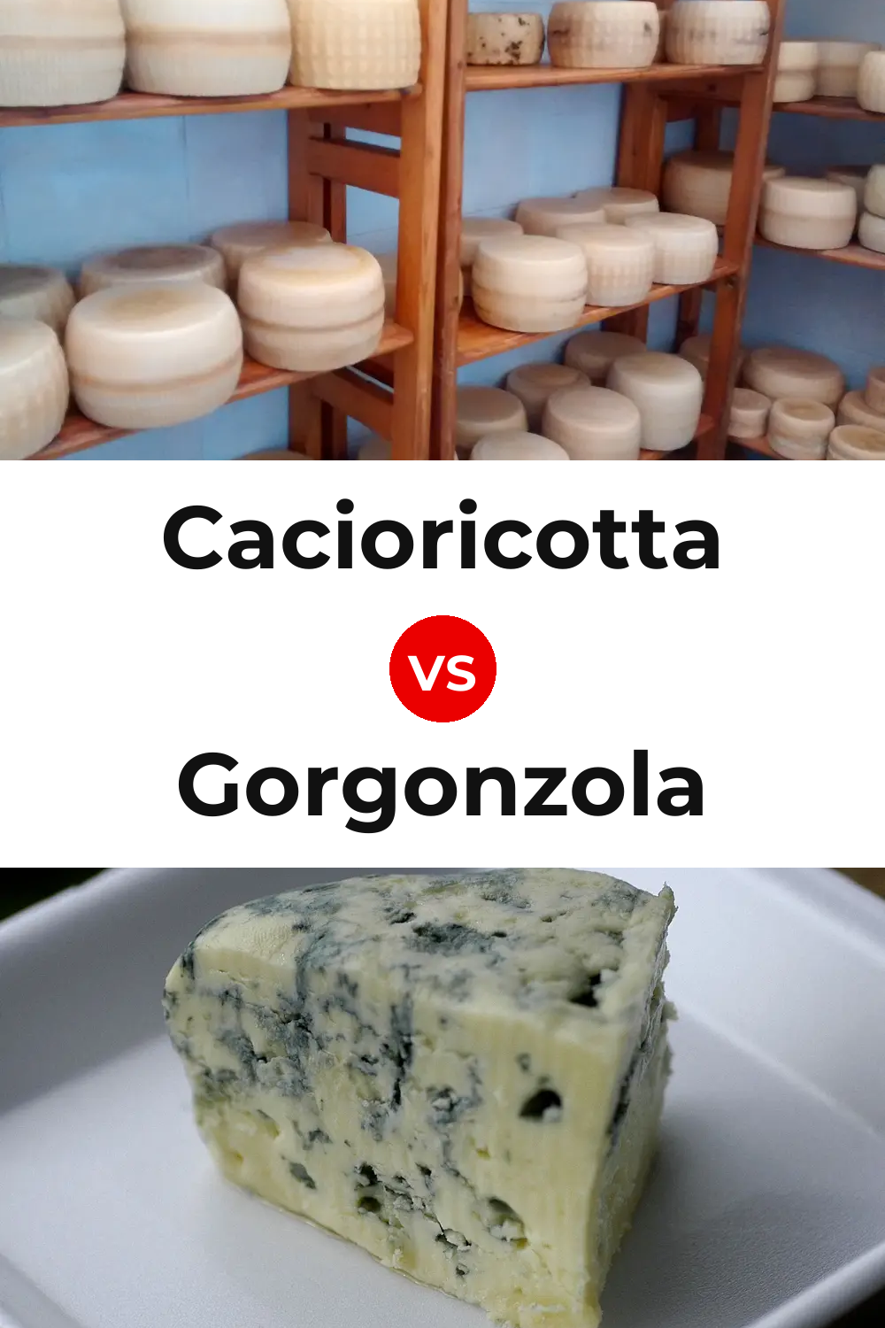 Cacioricotta Cheese vs Gorgonzola Cheese Pinterest comparison