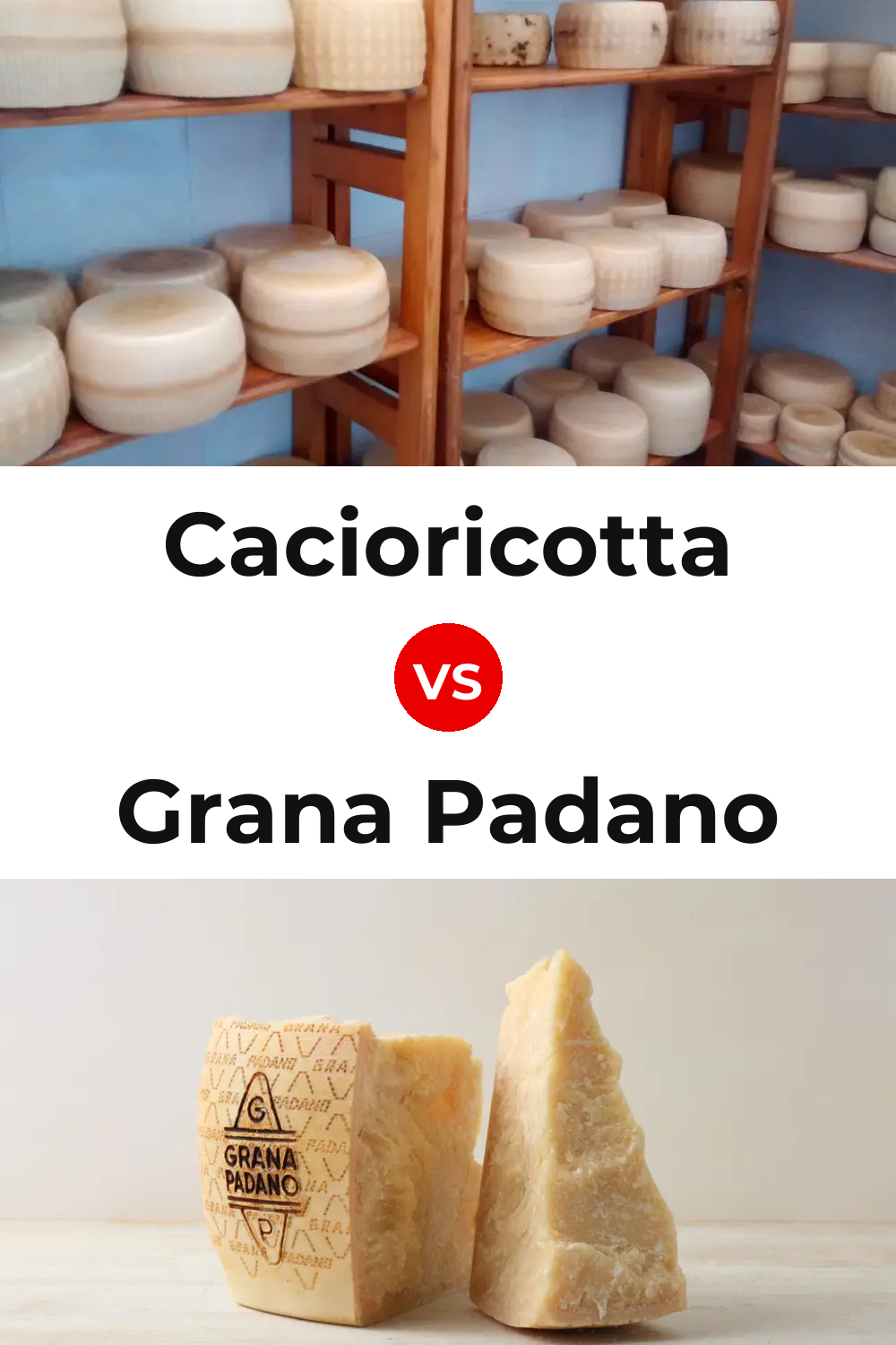 Cacioricotta Cheese vs Grana Padano Cheese Pinterest comparison