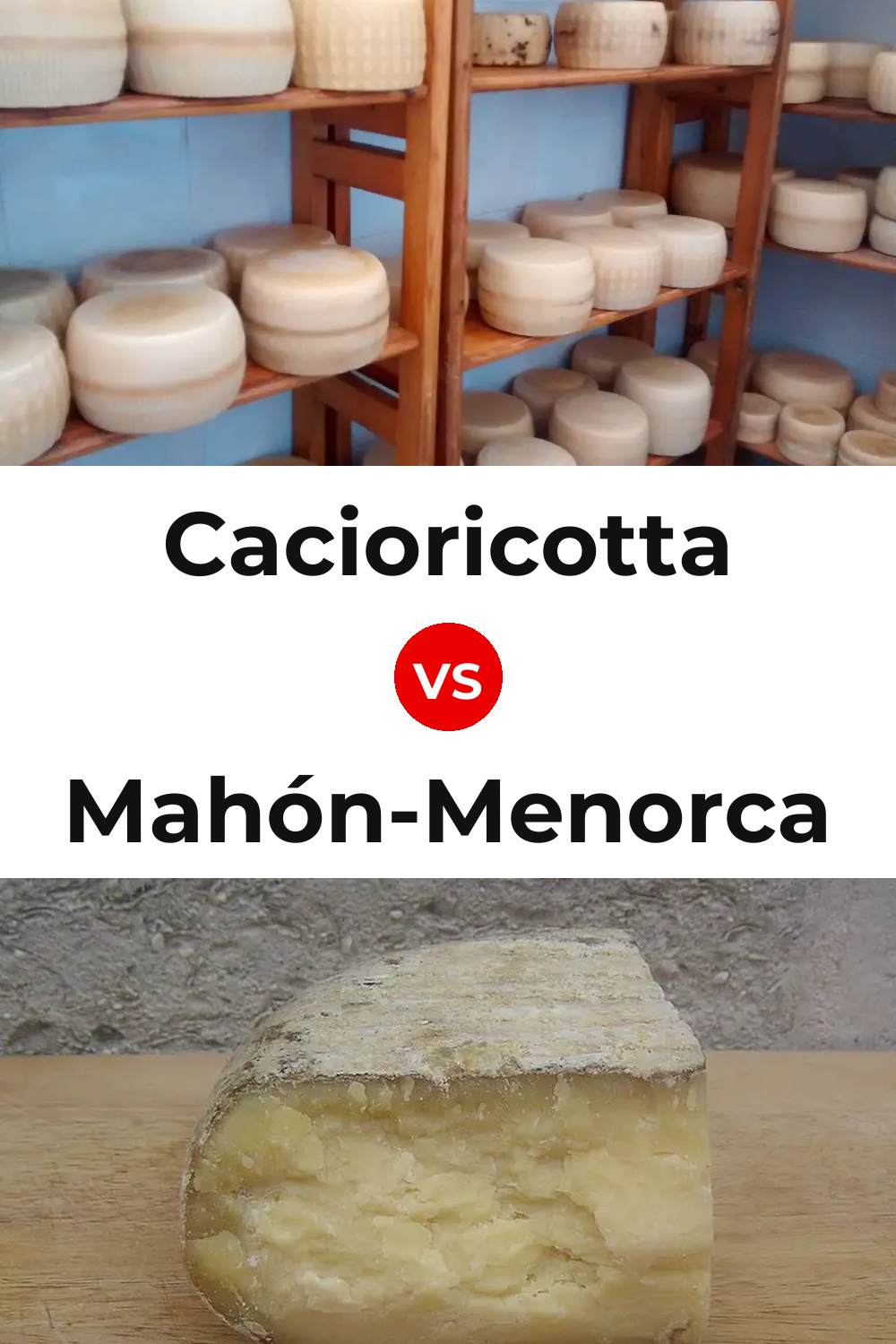 Cacioricotta Cheese vs Mahón-Menorca Cheese Pinterest comparison
