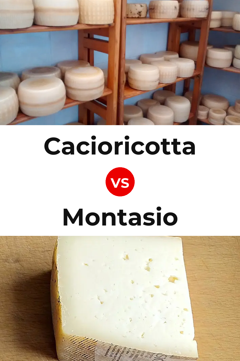 Cacioricotta Cheese vs Montasio Cheese Pinterest comparison