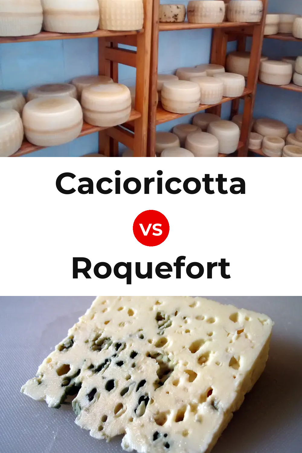 Cacioricotta Cheese vs Roquefort Cheese Pinterest comparison