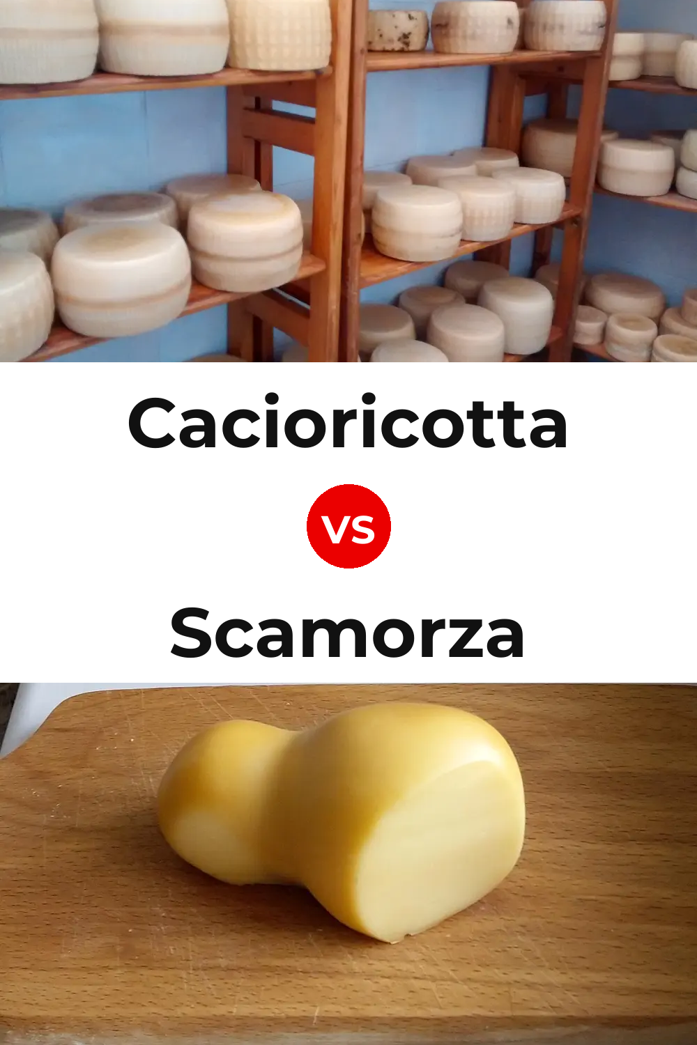 Cacioricotta Cheese vs Scamorza Cheese Pinterest comparison