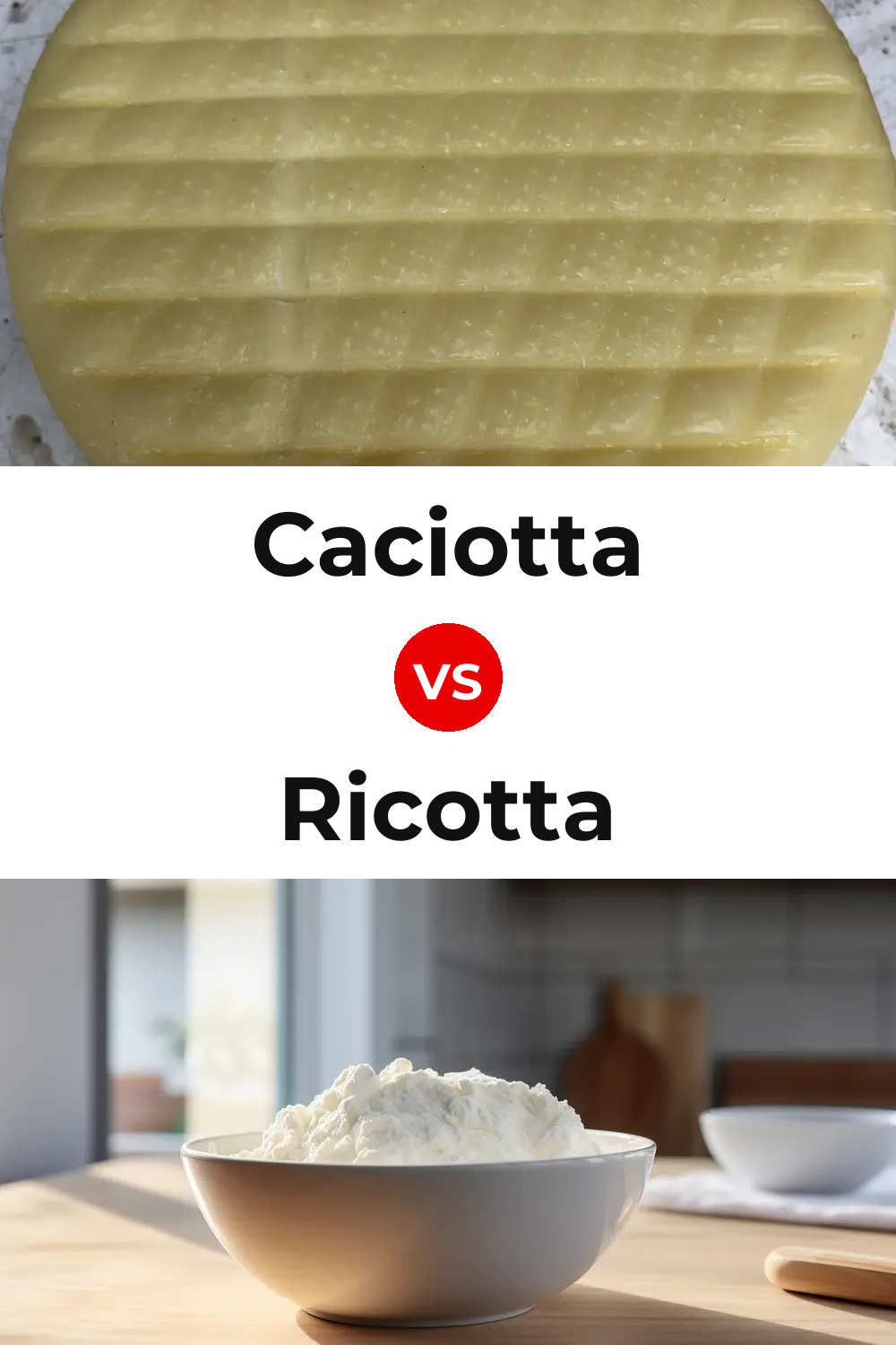 Caciotta Cheese vs Ricotta Cheese Pinterest comparison