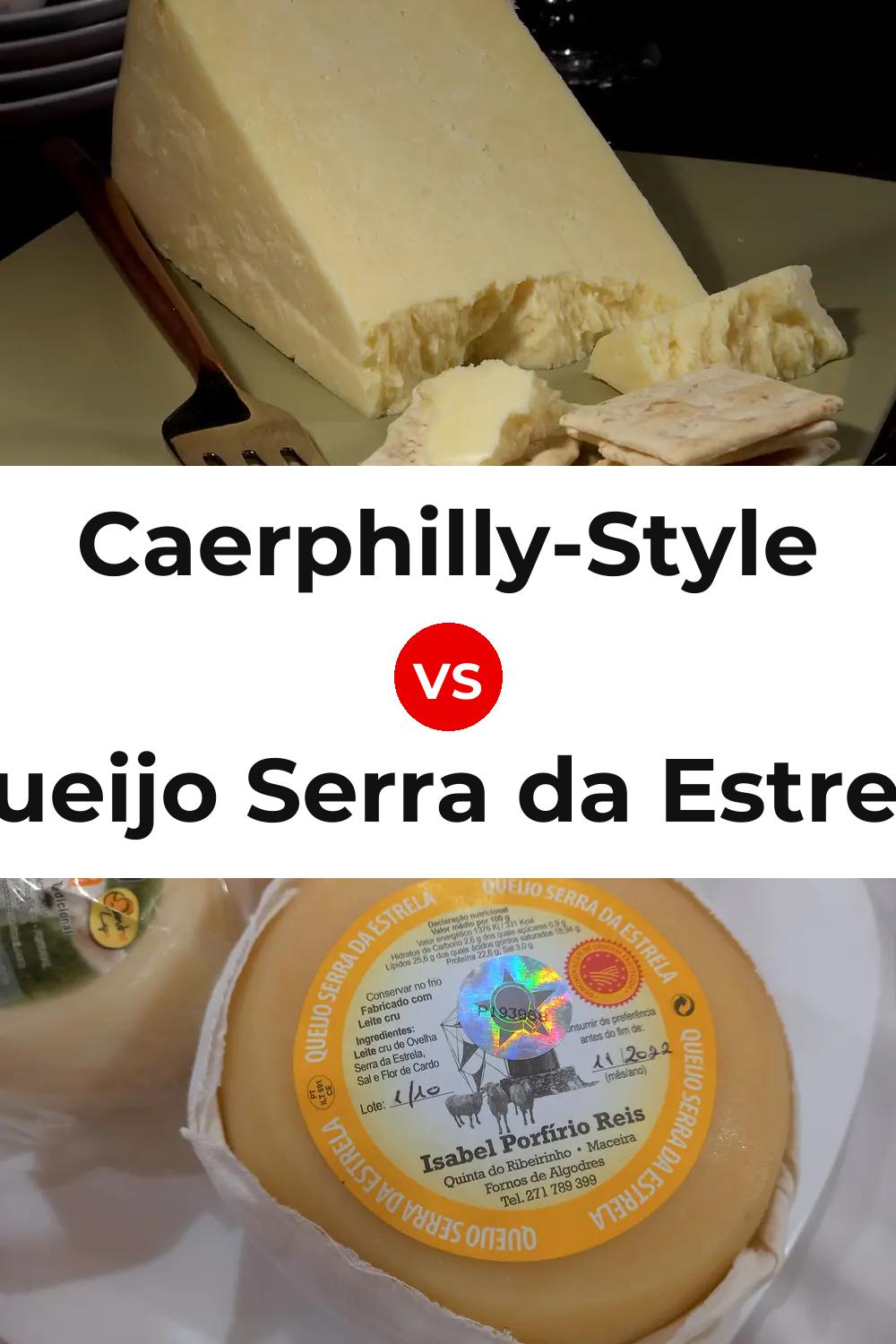 Caerphilly-Style Cheese vs Queijo Serra da Estrela Pinterest comparison
