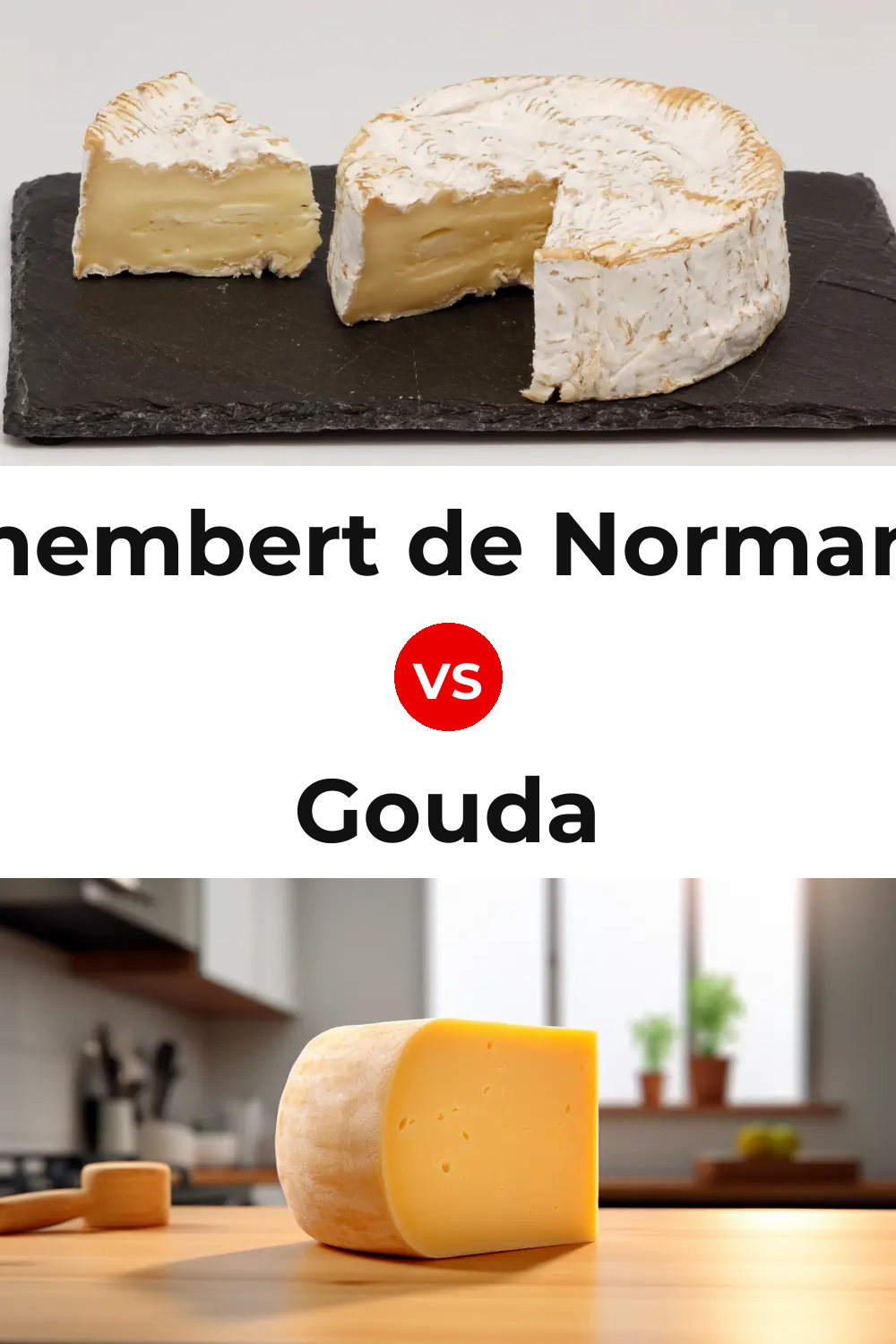 Camembert de Normandie Cheese vs Gouda Cheese Pinterest comparison