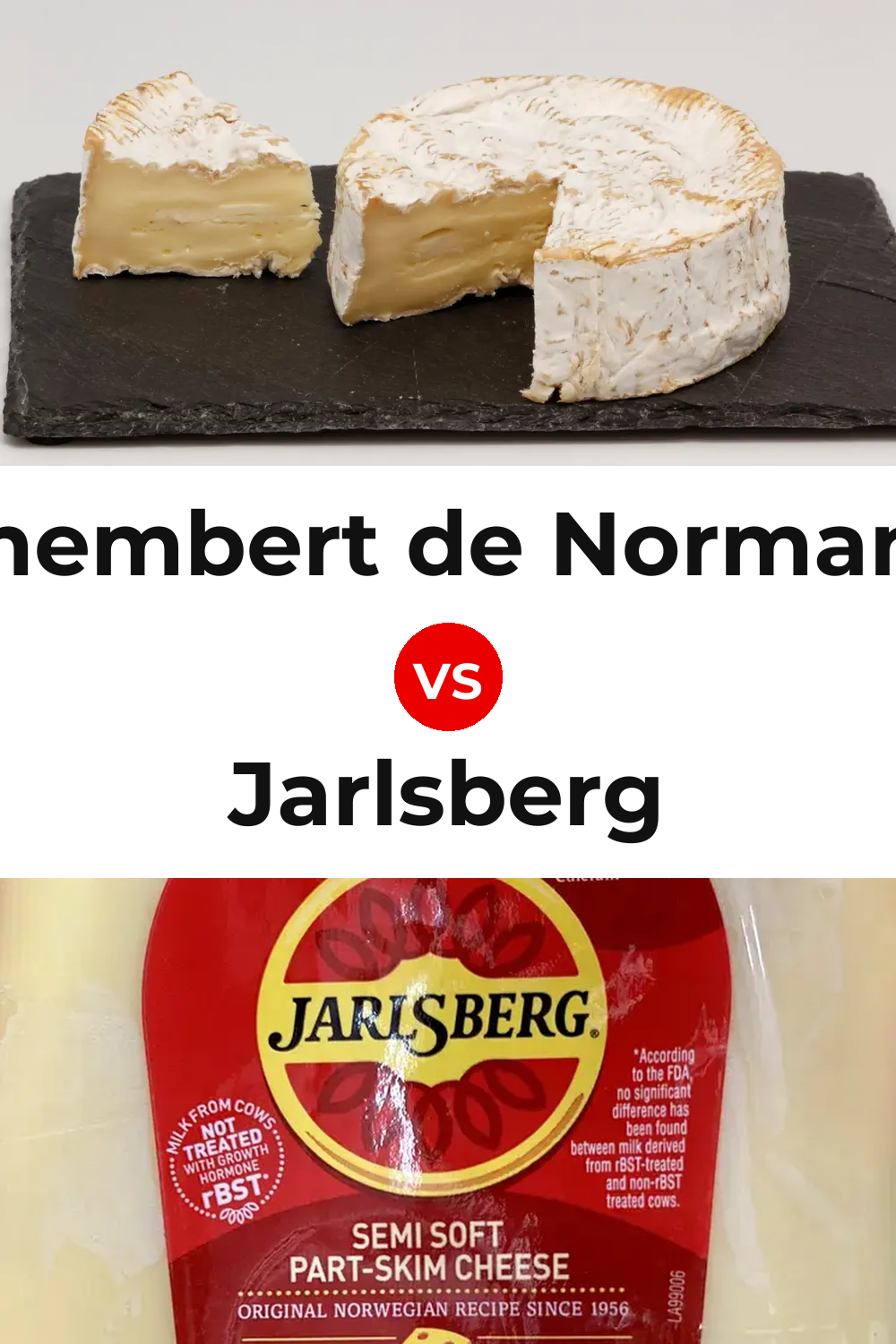 Camembert de Normandie Cheese vs Jarlsberg Cheese Pinterest comparison