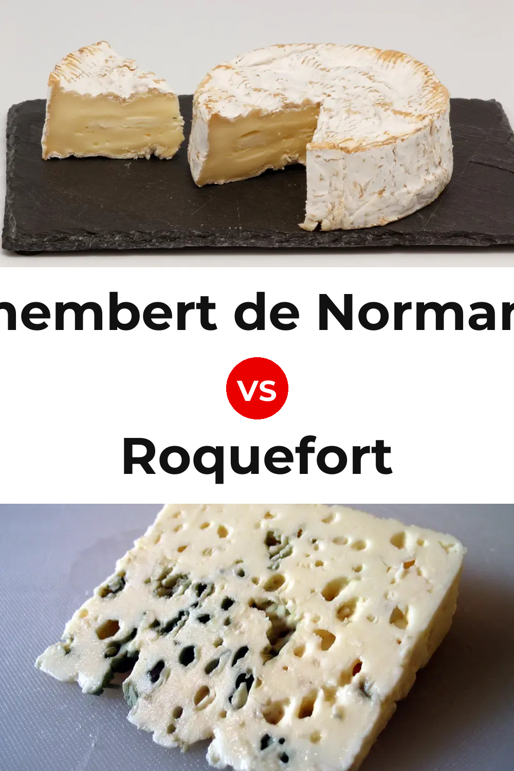 Camembert de Normandie Cheese vs Roquefort Cheese Pinterest comparison