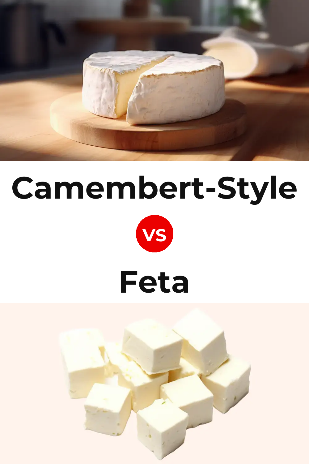 Camembert-Style Cheese vs Feta Cheese Pinterest comparison