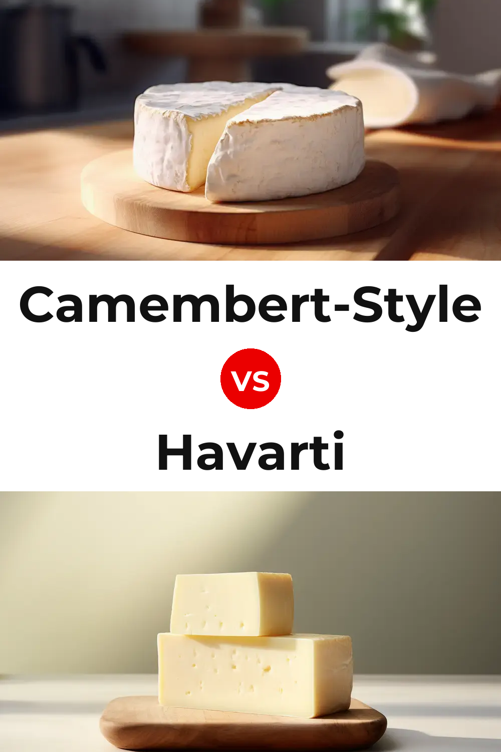 Camembert-Style Cheese vs Havarti Cheese Pinterest comparison