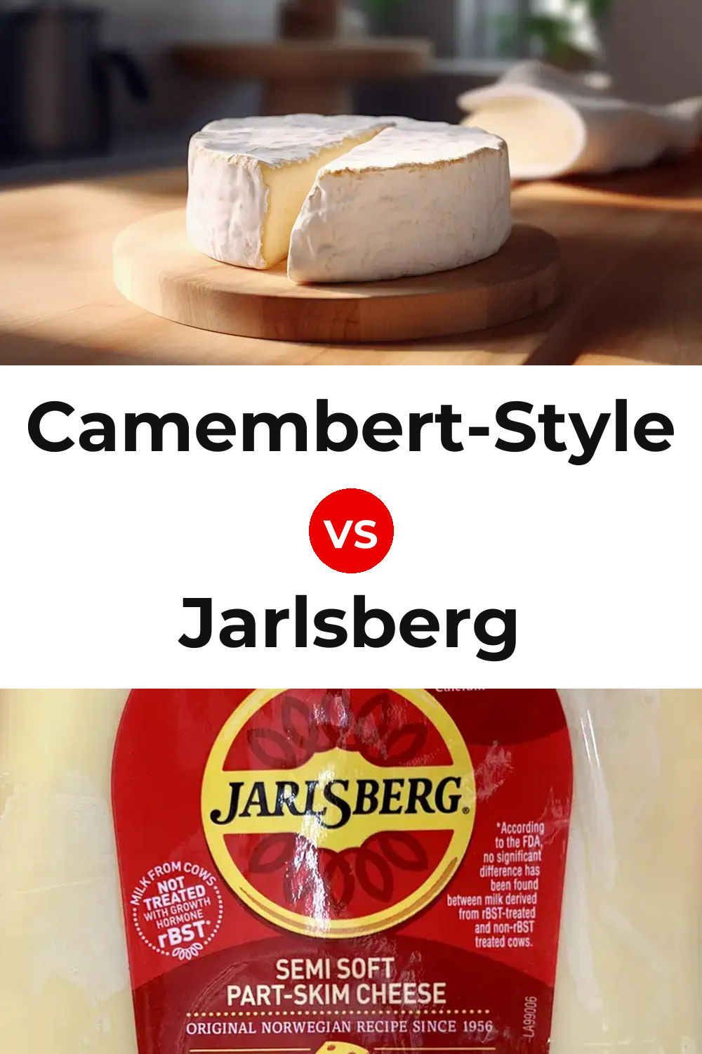 Camembert-Style Cheese vs Jarlsberg Cheese Pinterest comparison