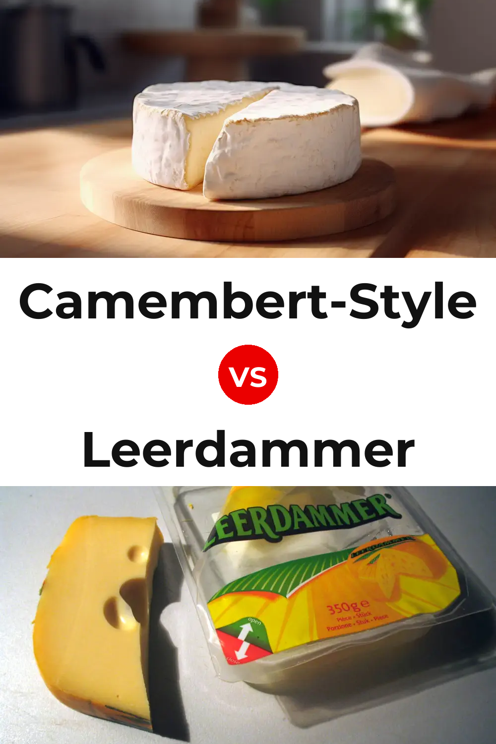 Camembert-Style Cheese vs Leerdammer Cheese Pinterest comparison