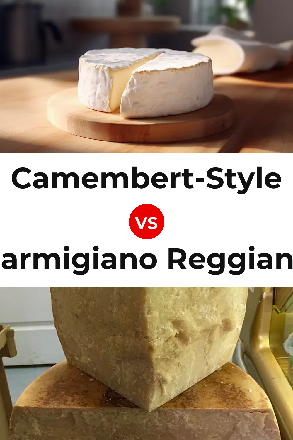 Camembert-Style Cheese vs Parmigiano Reggiano Cheese Pinterest comparison
