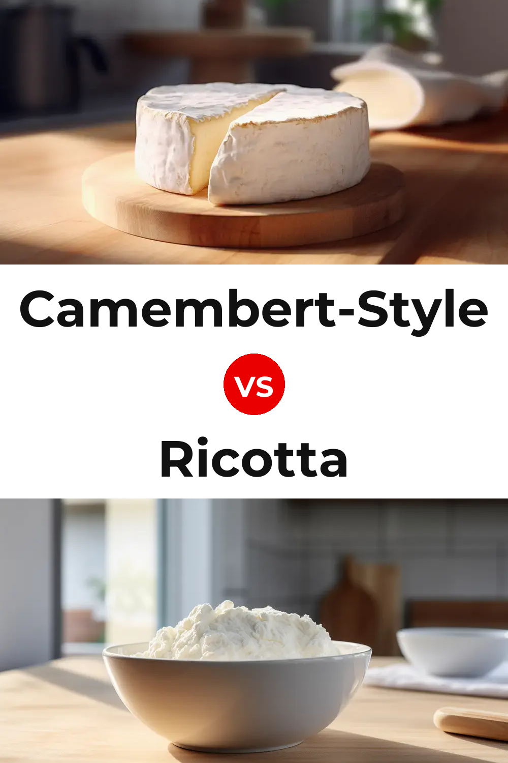 Camembert-Style Cheese vs Ricotta Cheese Pinterest comparison