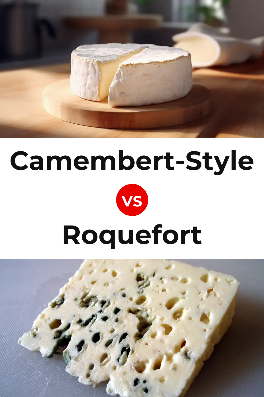 Camembert-Style Cheese vs Roquefort Cheese Pinterest comparison