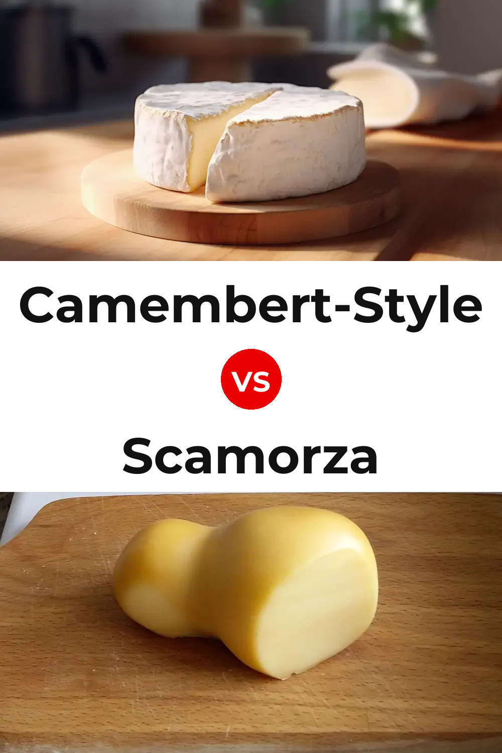 Camembert-Style Cheese vs Scamorza Cheese Pinterest comparison