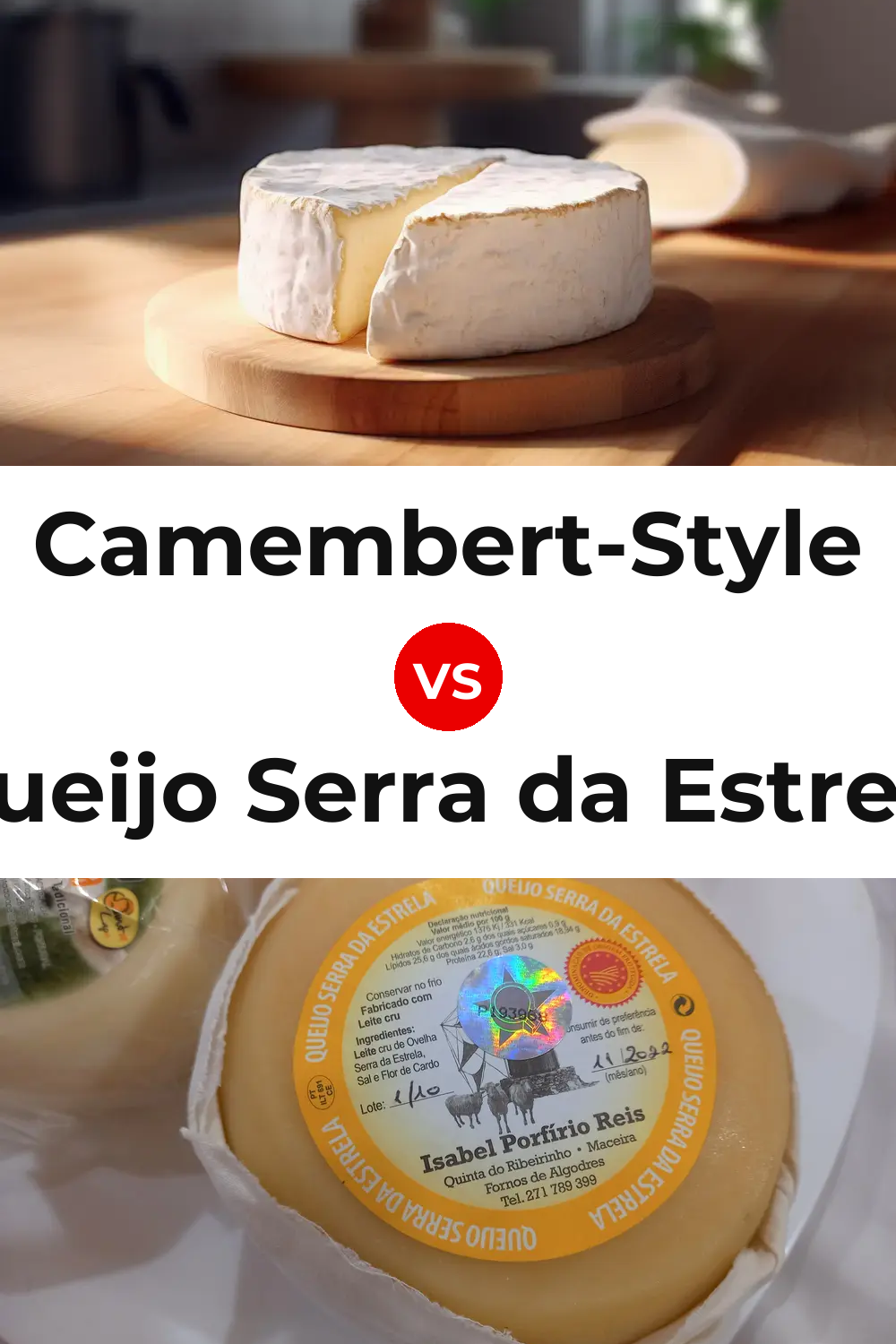 Camembert-Style Cheese vs Queijo Serra da Estrela Pinterest comparison