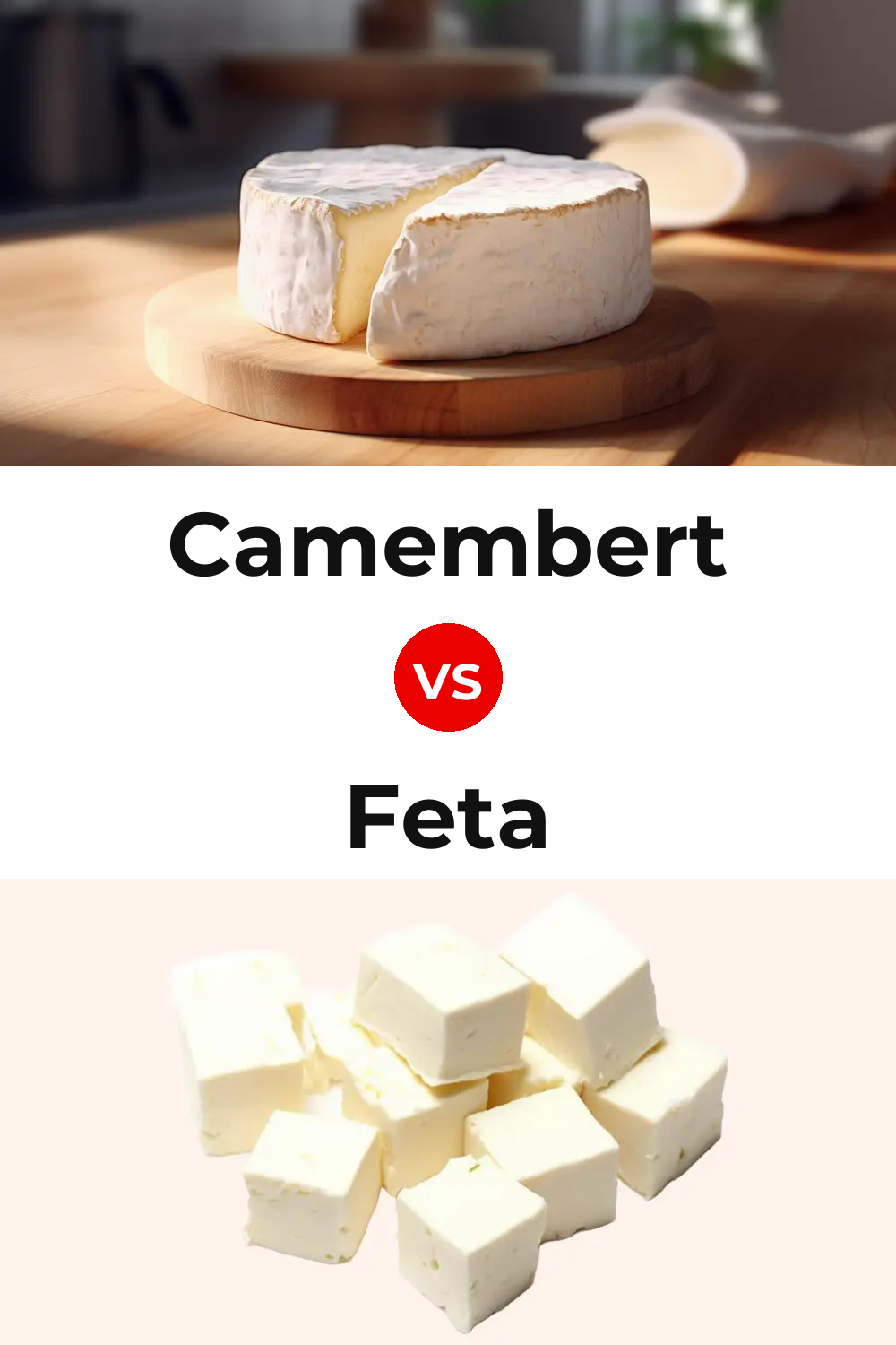 Camembert Cheese vs Feta Cheese Pinterest comparison